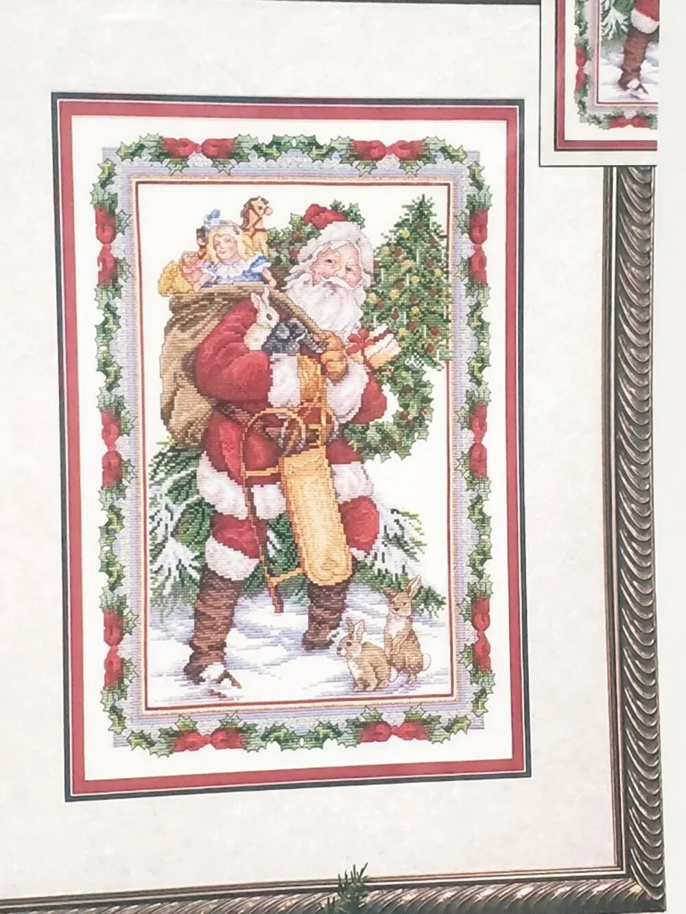 Glittery Snow Santa Christmas Cross Stitch Pattern Vermillion Stitchery 1996
